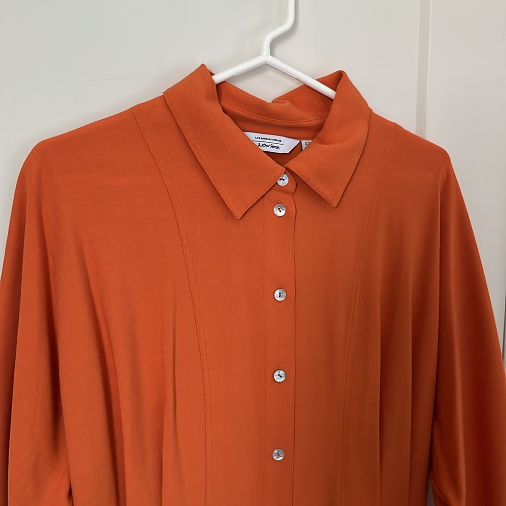 & Other Stories Collared Shirt Mini Dress, Orange, Size 12